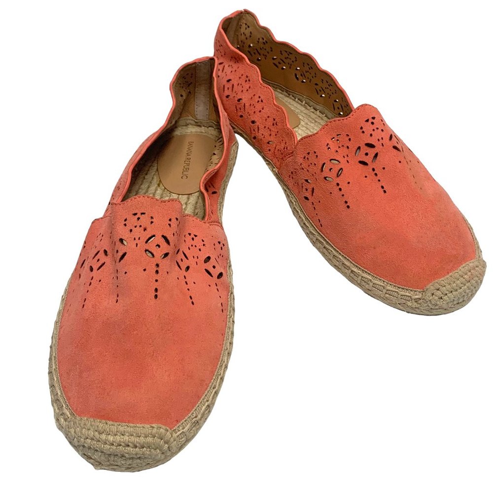 Banana Republic Coral Suede Jute Espadrille Flats **NEW